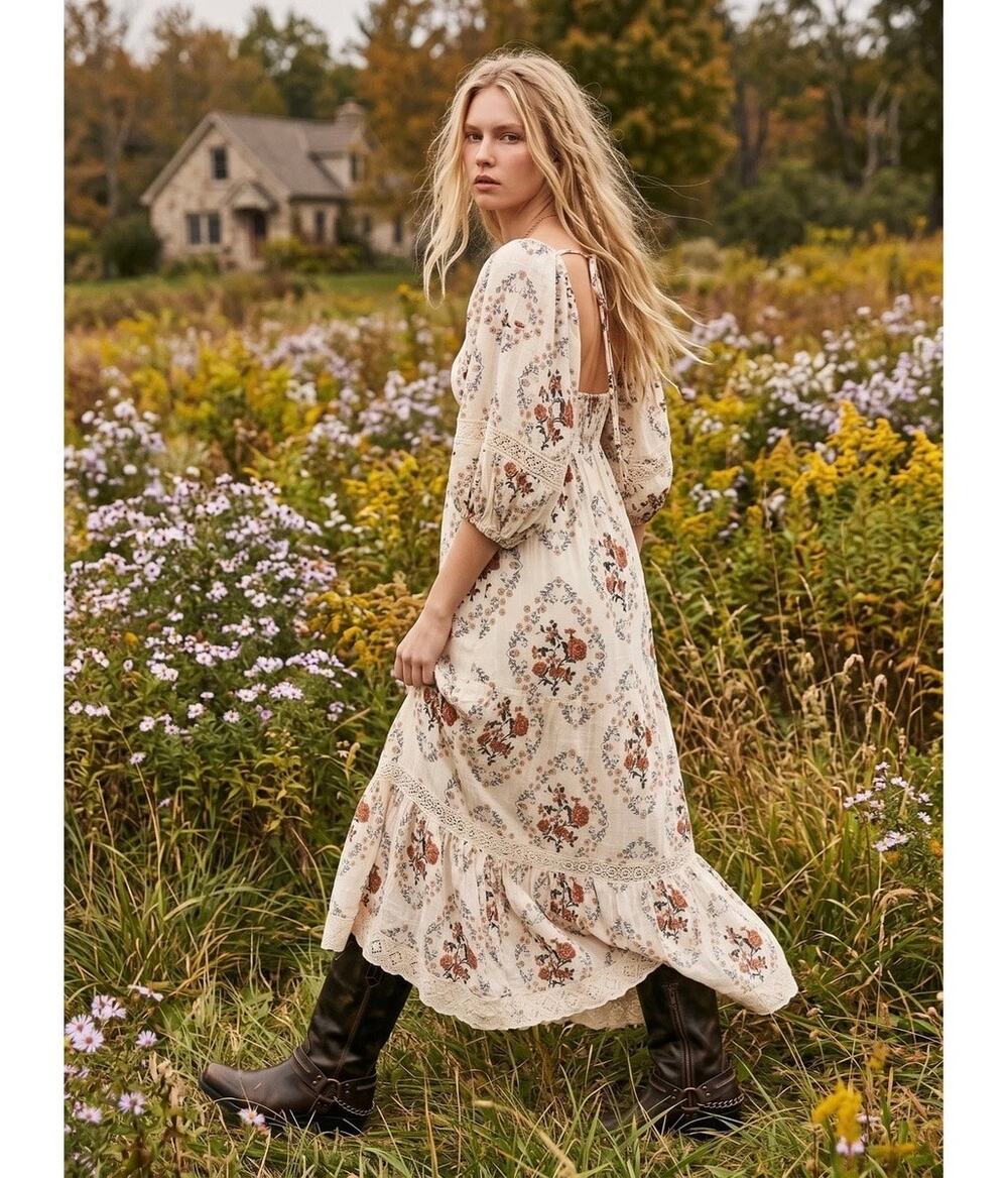 Free People Floral Maxi Small NWT All The Attitude Dress